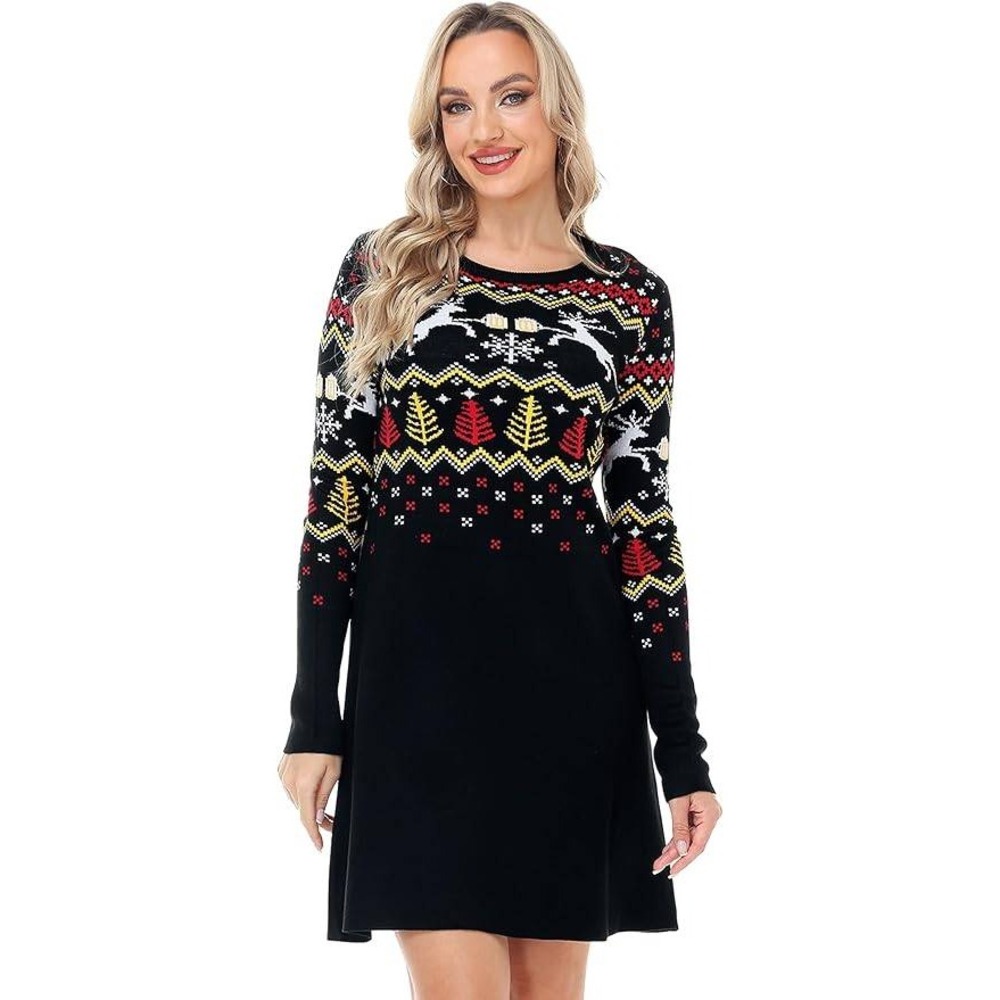 MSRP $38 Magrank Women's M Christmas Ugly Sweater Dress Long Sleeve Knit Pullov
